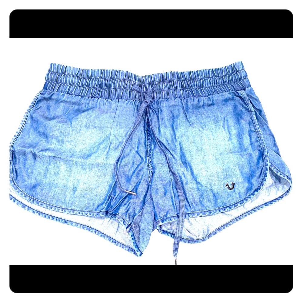 Denim cargo short shorts